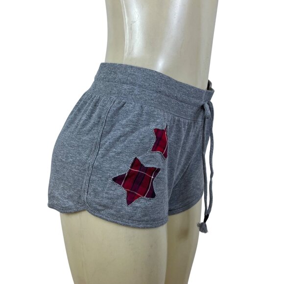 Cozy Zoe Women’s Heather Gray Lounge Set W/ Red Plaid Star and Shorts Sz S - New - Picture 7 of 16